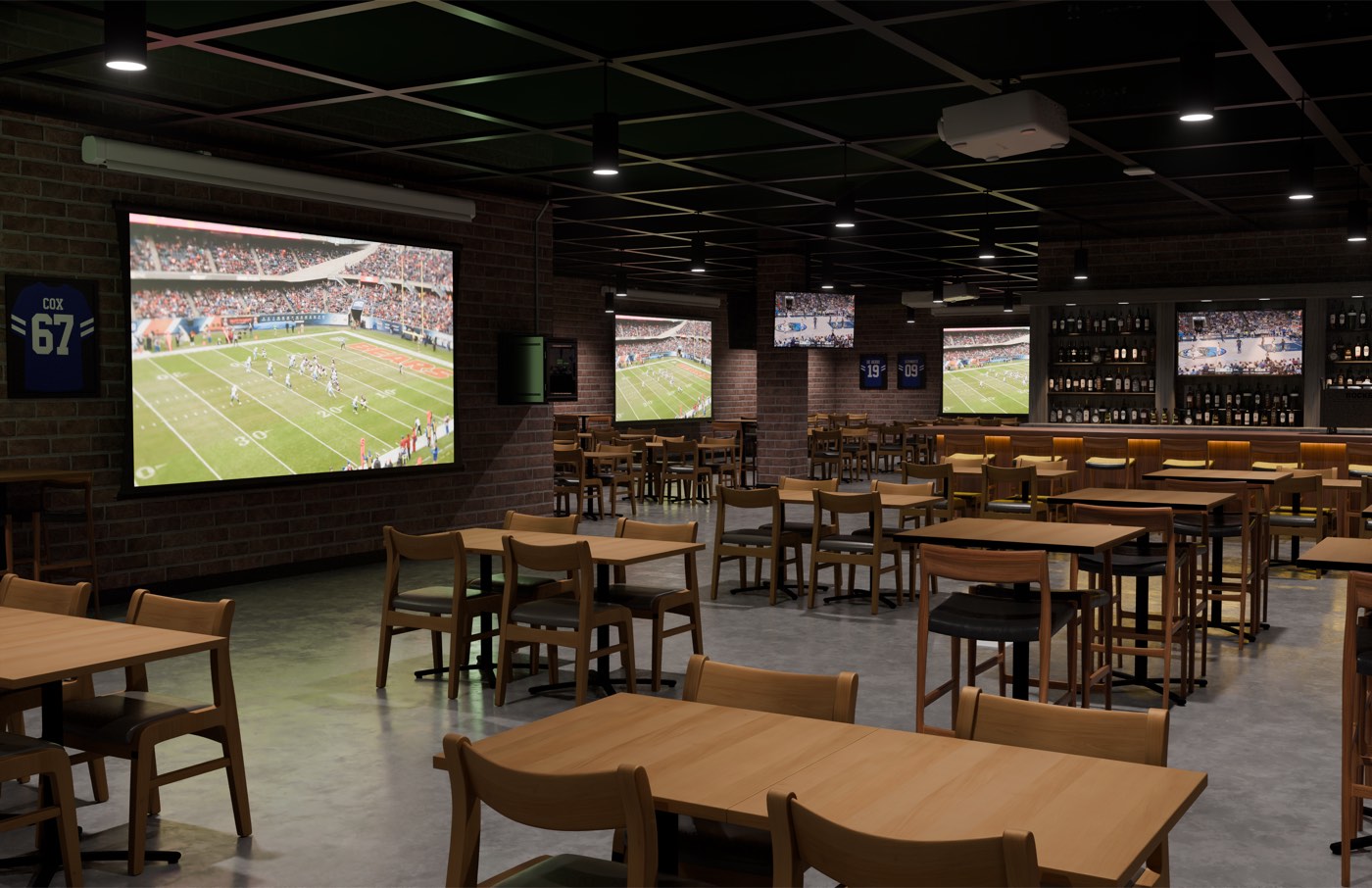 Da-Lite Myriad Videowall in einer Sportsbar